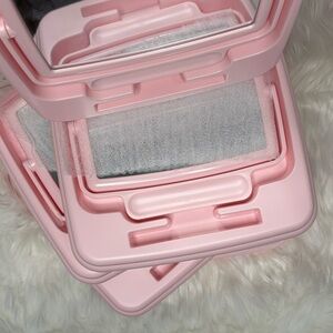 Stylish Pink Cosmetic Case with Mirror